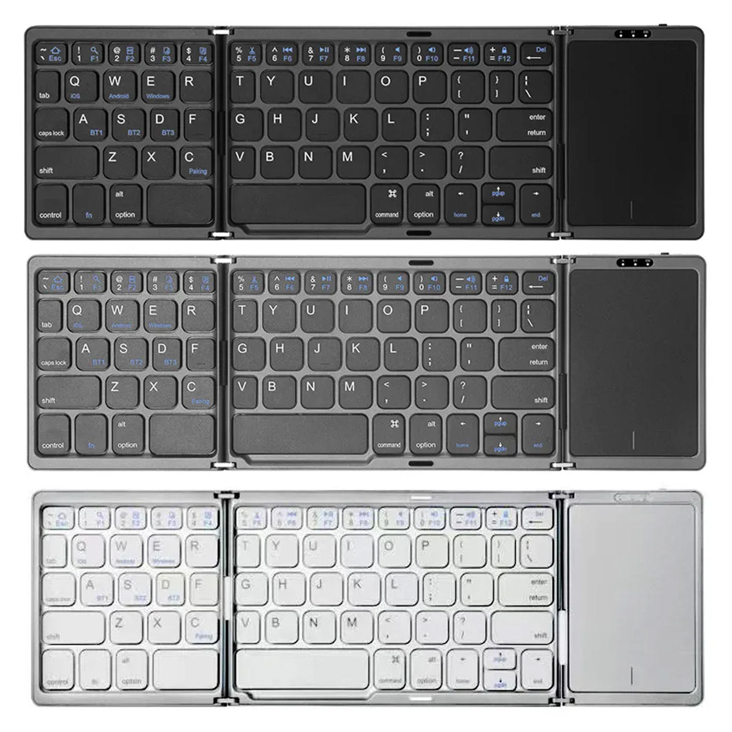 Android Tablet Gaming Accessories - 터치패드가 있는 3단 접이식 블루투스 키보드,