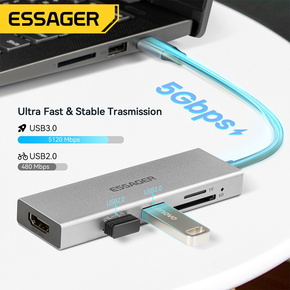 Essager 5 in 1 USB C 허브 HDMI-4 - Hdmi Adapter Tablet 리뷰 및 가격