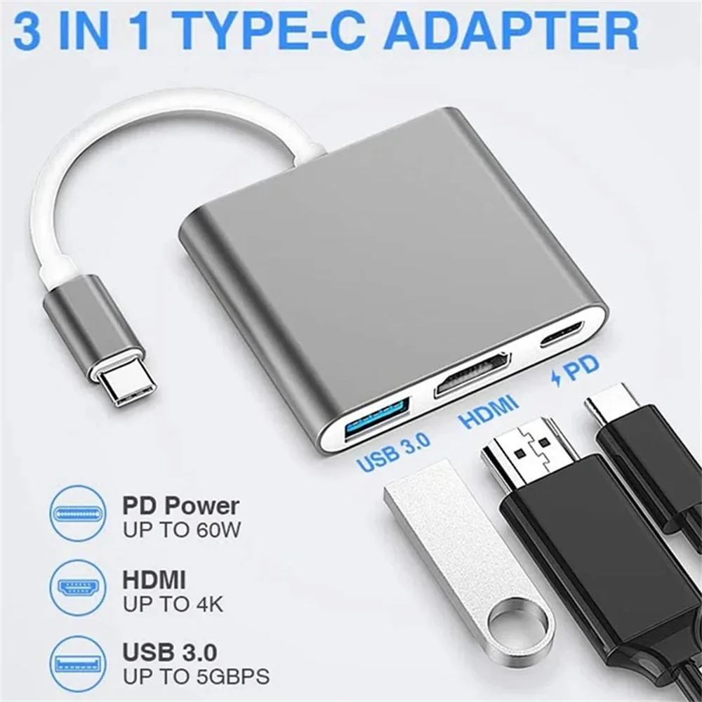 USB C 허브 3-in-1 멀티포트 어댑터, 4K H - Hdmi Adapter Tablet 리뷰 및 가격